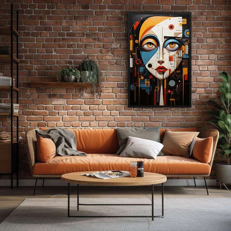 Quadro Decorativo Face Geométrica Feminina