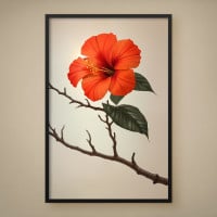 Quadro Decorativo Hibisco Laranja