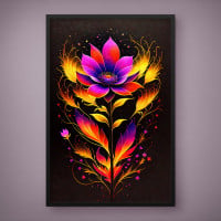 Quadro Decorativo Flor de Lótus Neon