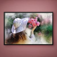 Quadro Decorativo Buque de Rosas Aquarela I