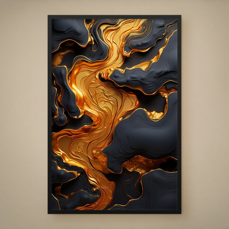 Quadro Decorativo Abstrato Gold River