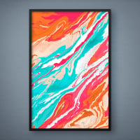 Quadro Decorativo Abstrato Suminagashi Colorful III