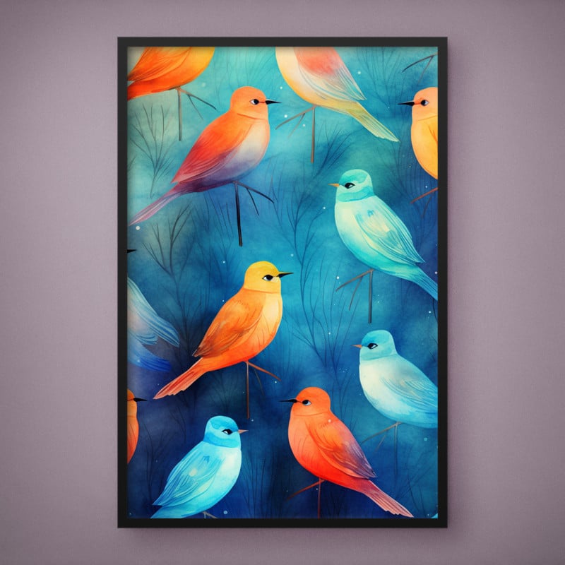 Quadro Decorativo Aquarela Little Birds