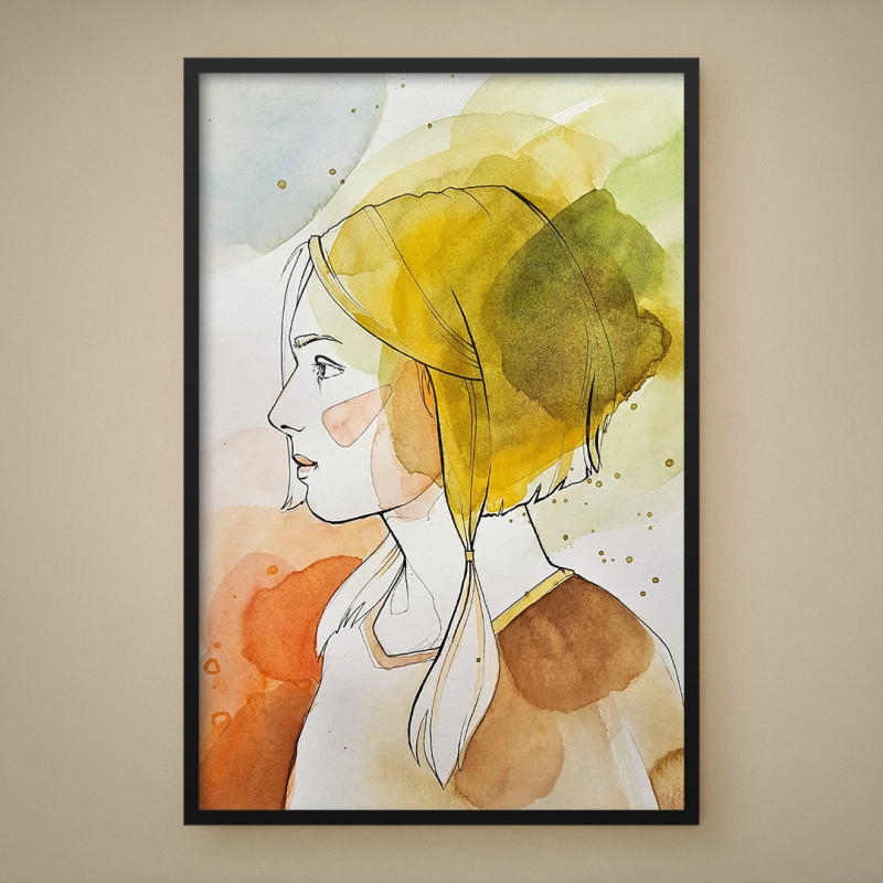 Quadro Decorativo Aquarela Perfil