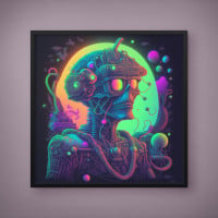 Quadro Decorativo Caveira Neon