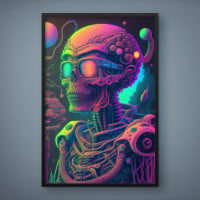 Quadro Decorativo Caveira Robô I