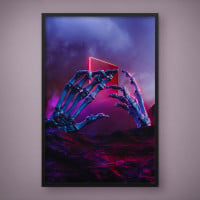 Quadro Decorativo Crânio Cyberpunk