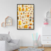 Quadro Decorativo Infantil Elementos Amarelos