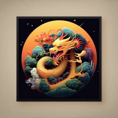 Quadro Decorativo Dragão Japonês