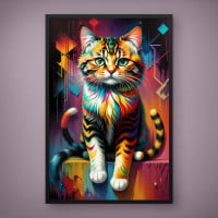 Quadro Decorativo Colorful Cat