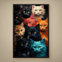 Quadro Decorativo Gatos Tribais