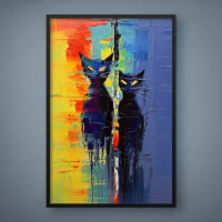 Quadro Decorativo Gatos Gângsteres