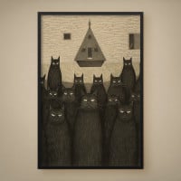 Quadro Decorativo Gatos Gângsteres