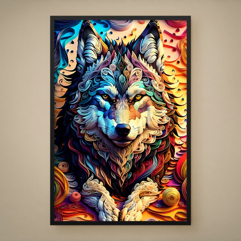 Quadro Decorativo Quilling Wolf