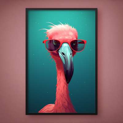 Quadro Decorativo Flamingo Tropical