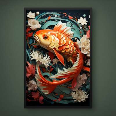 Quadro Decorativo Carpa Japonesa