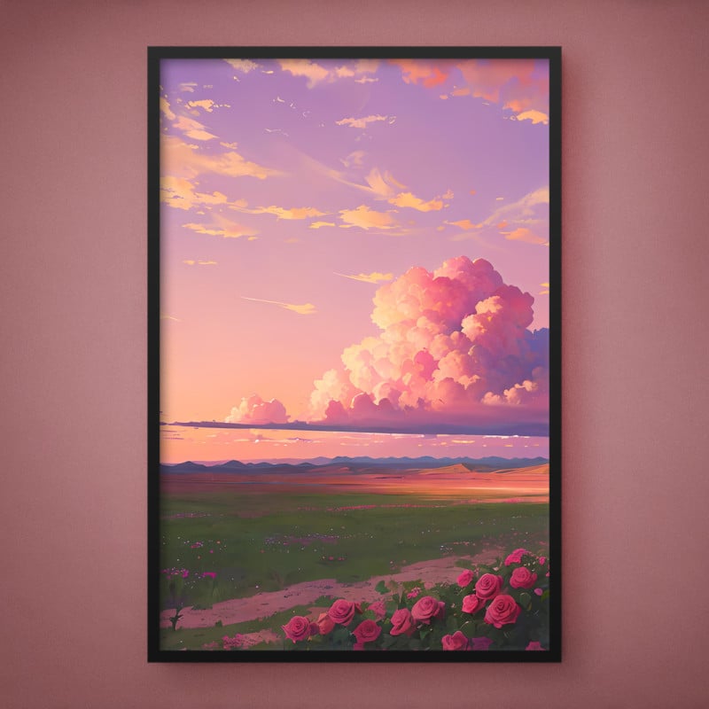 Quadro Decorativo Campo Rosado