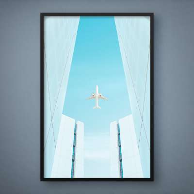 Quadro Decorativo Avião Sob Prédios