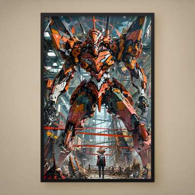 Quadro Decorativo Garota e seu Mecha