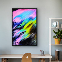 Quadro Decorativo Abstrato Tons Neon V