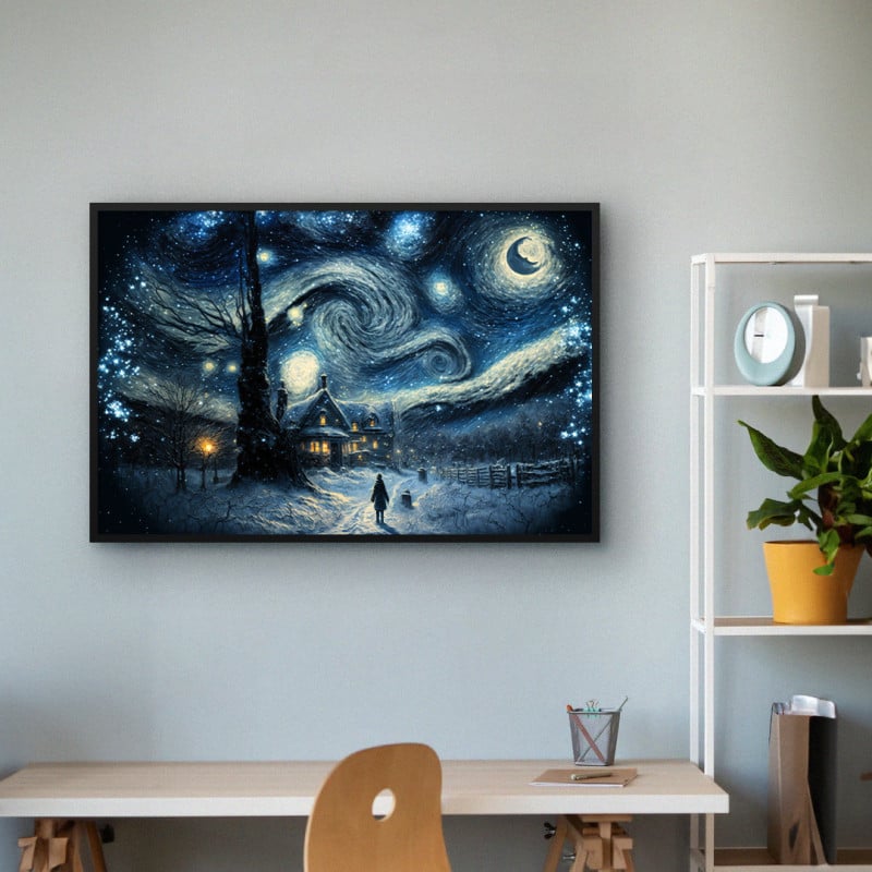 Quadro Decorativo Abstrato Noite Estrelada