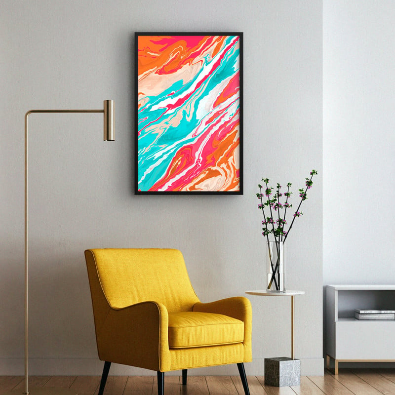 Quadro Decorativo Abstrato Suminagashi Colorful III