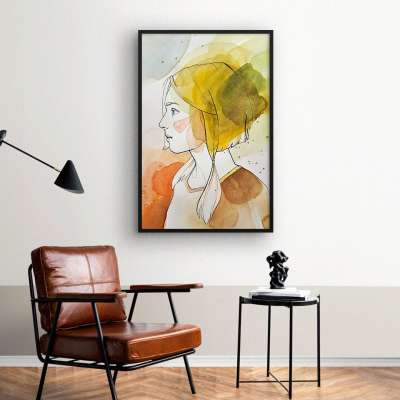 Quadro Decorativo Aquarela Perfil