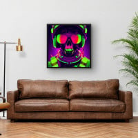 Quadro Decorativo Caveira Neon