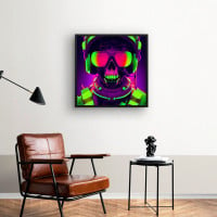 Quadro Decorativo Caveira Neon