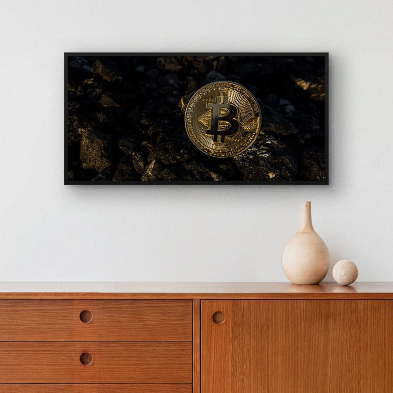 Quadro Decorativo Bitcoin em Mármore