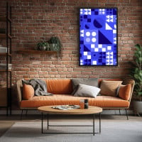 Quadro Decorativo Geométrico Azul e Branco