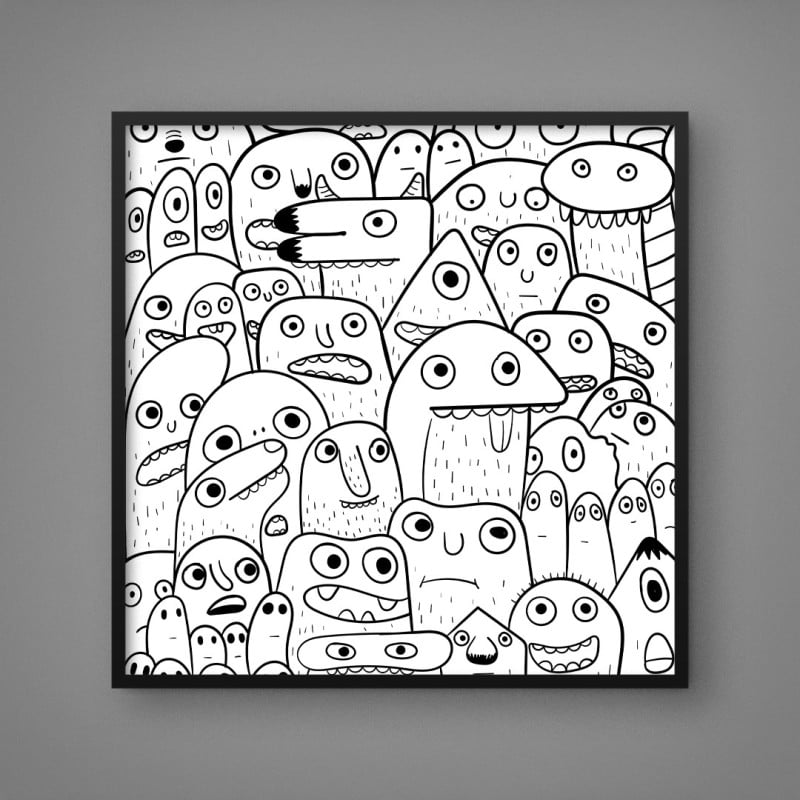 Quadro Decorativo Sketch Monstrinhos