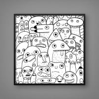 Quadro Decorativo Sketch Monstrinhos