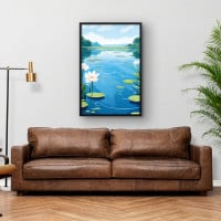 Quadro Decorativo Lago com  Lilies