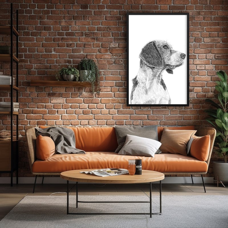 Quadro Decorativo Basset Desenhado