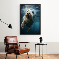 Quadro Decorativo Foca Nadando