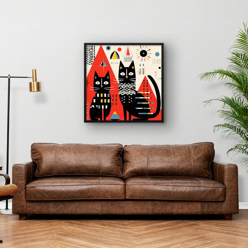 Quadro Decorativo Gatos Tribais