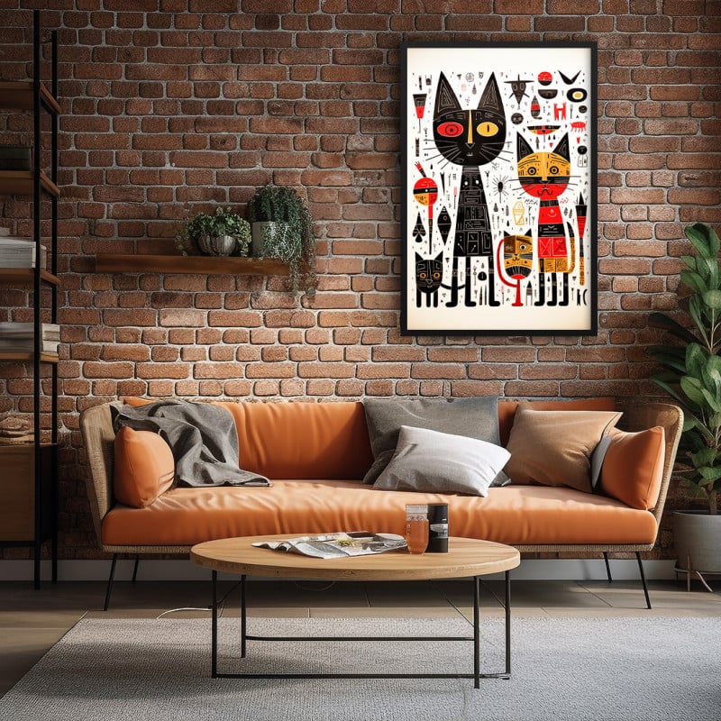 Quadro Decorativo Gatos Tribais I