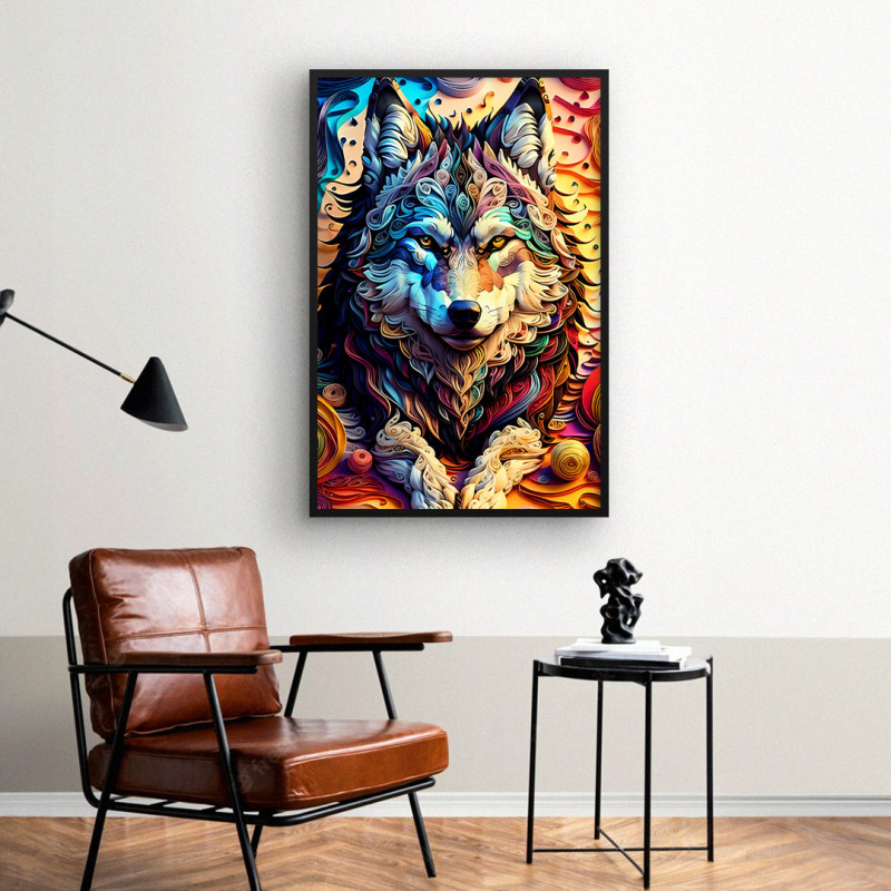 Quadro Decorativo Quilling Wolf