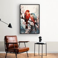 Quadro Decorativo Pássaros na Cerejeira