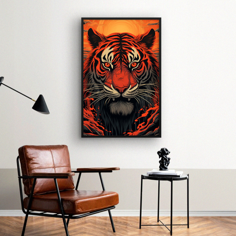 Quadro Decorativo Tigre Japonês