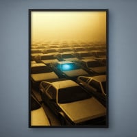 Quadro Decorativo Pátio de Carros