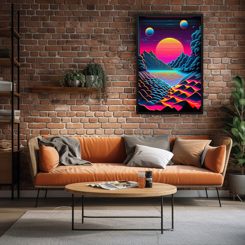 Quadro Decorativo Sunset Retrowave