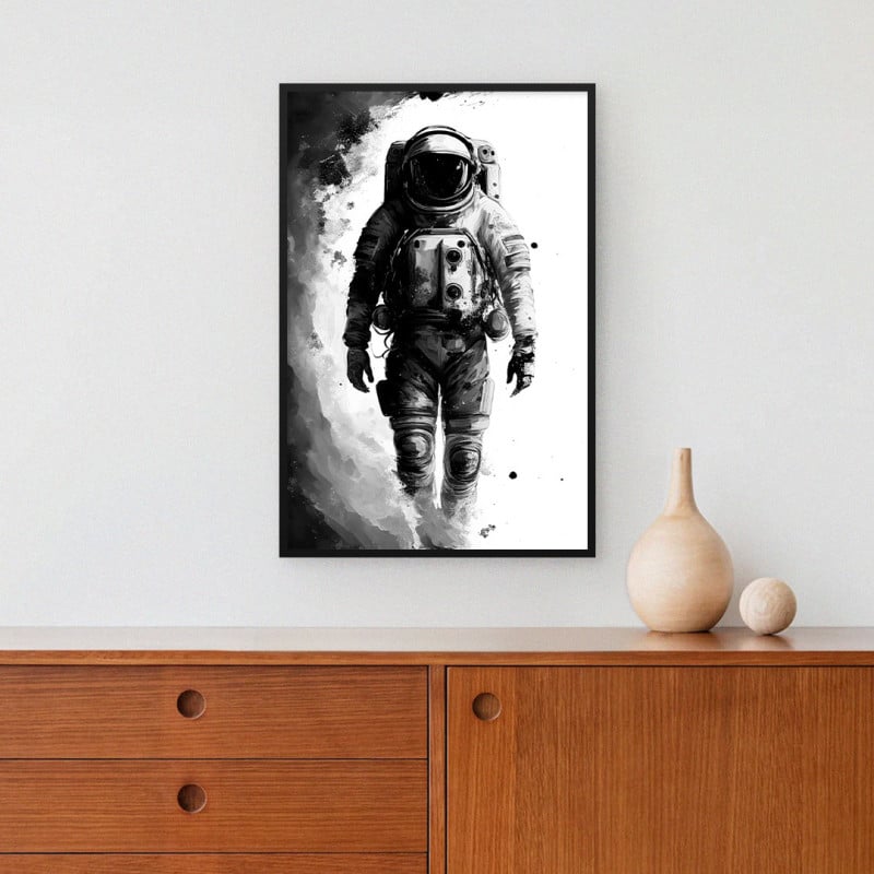 Quadro Decorativo Astronauta P&B