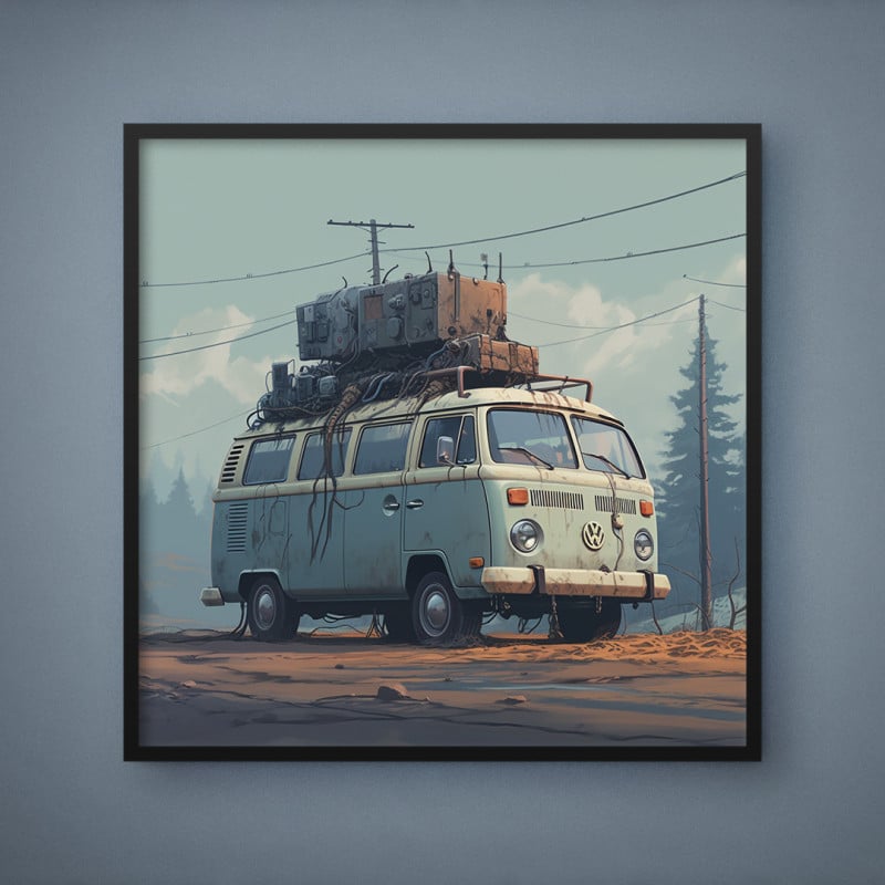 Quadro Decorativo Kombi Abandonada