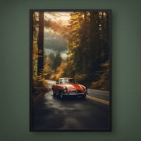 Quadro Decorativo Carro Vintage Vermelho