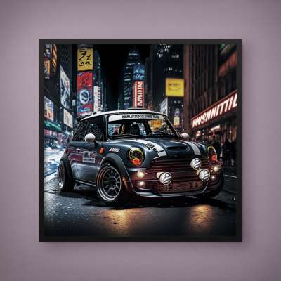 Quadro Decorativo Mini Cooper Estilizado