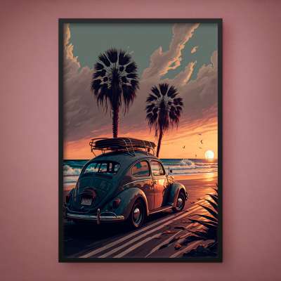 Quadro Decorativo Fusca In The Beach