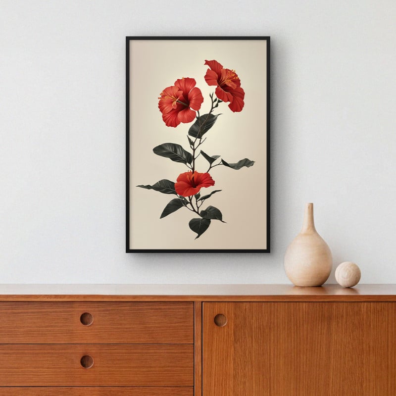 Quadro Decorativo Hibiscos Vermelhos