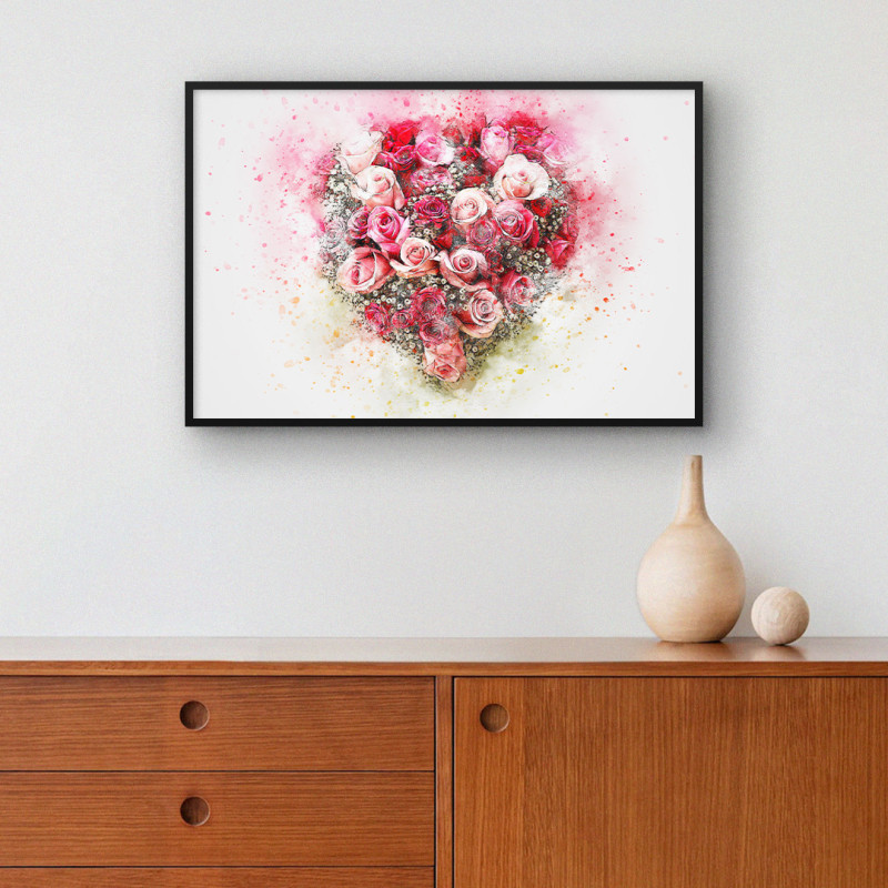 Quadro Decorativo Buque de Rosas Aquarela I